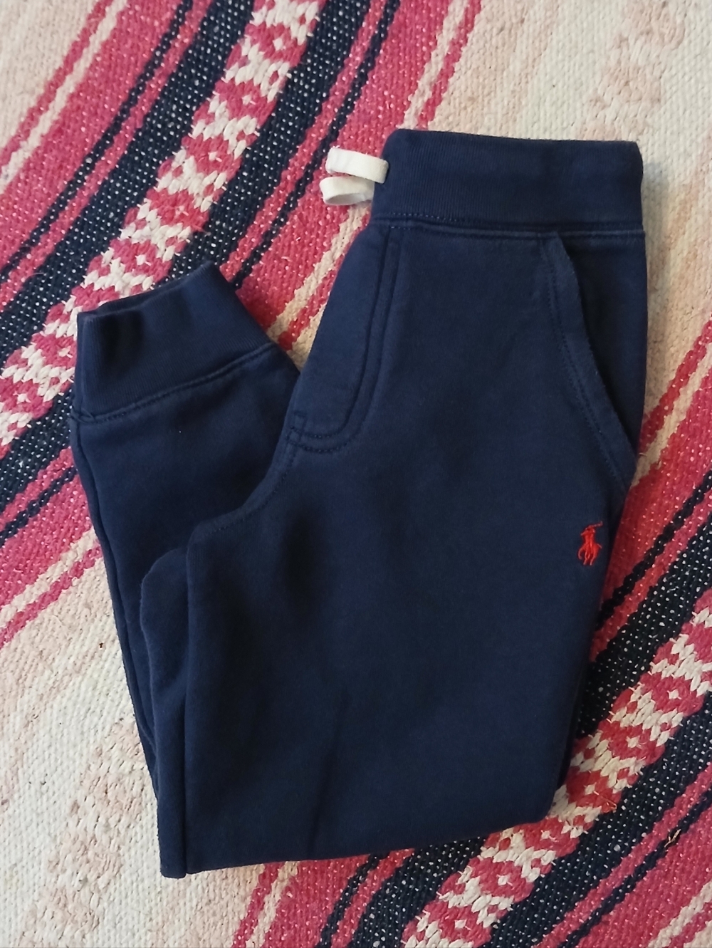 Ralph Lauren Cruise Navy Fleeced Jogger Pants‎ Red Logo BOYS 6